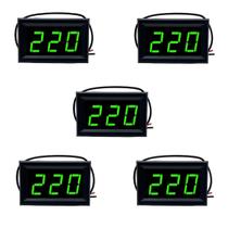 Kit 5 Voltímetro Digital Led AC CA 110v 220v 380v - Verde