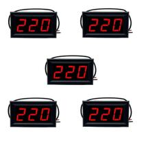 Kit 5 Voltímetro Digital Led AC CA 110v 220v 380v - Vermelho