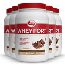 Kit 5 Whey Fort 3W Vitafor Chocolate 900g