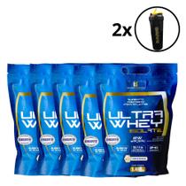 Kit 5 Whey Protein Isolado Concentrado 2W 1,8kg 2w 24g Proteina + 2 Coqueteleiras