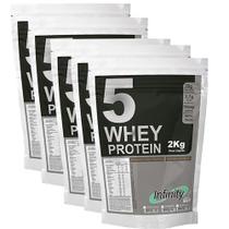 Kit 5 Wheys Protein 5w 10 Kilos Proten Wey Morango - Infinity Labs