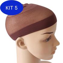 Kit 5 Wig Cap Touca Fina para Peruca Cor Marrom 2 unidades