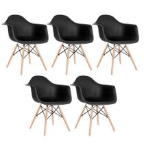 KIT - 5 x cadeiras Charles Eames Eiffel DAW com braços - Base de madeira clara -