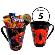 Kit 5 Xícara Plástica Spider-man Homem Aranha para Festa Infantil e Decoração