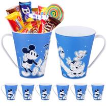 Kit 5 Xícaras de Plástico Mickey Disney Infantil 360ml Plasútil p/ Leite e Suco