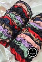 Kit 5 Xuxinha Anti Frizz Elástico Liguinha Acessório Cabelo Scrunchie- C9 KIT 5 XUXINHAS DE CABELO