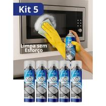 Kit 5 Zip Saponáceo Spray Limpeza Pesada Pia Clean Place Poderoso 300ml Inox Espelhado em Minutos
