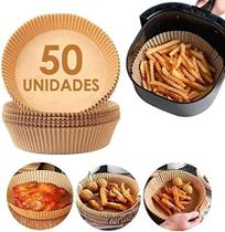 Kit 50/100 Papel Descartável Air Fryer Fritadeira Forro Forma Filtro Protetor Antiaderente Air Fryer