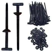 Kit 50 Abraçadeira Nylon Carro Reparo Veicular Clip Fivela T