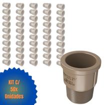 Kit 50 Adaptador Curto Soldável Roscável PVC Marrom Água Fria De 1 1/2" Polegadas 50 mm Fortlev