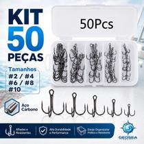 Kit 50 anzois garateia gancho farpa carbono 2/4/6/8/10 Kit 50 anzois garateia gancho farpa carbono 2/4/6/8/10
