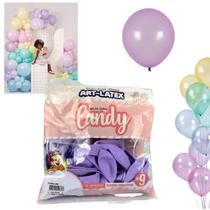 Kit 50 Balões Liso Profissional n 9 Cores Candy Art Latex