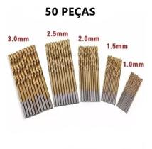 Kit 50 Brocas Aço Rápido 1mm A 3mm Madeira Plástico Alumínio Gesso