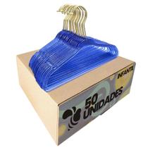 Kit 50 Cabide Acrílico Azul Infantil Gliter e Gancho Dourado