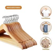 Kit 50 Cabide de Madeira Marfim Roupas Calça Blusa Camisa Atacado Loja