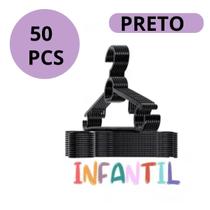 KIT 50 Cabide Infantil Titureiro De Luxo Executivo Reforçado Organizar Roupas Closet -PRETO KIT 50 Cabide Infantil Titureiro De Luxo Executivo Reforçado Organizar Roupas Closet -PRETO