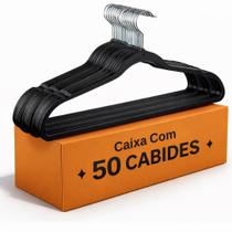 Kit 50 Cabide Preto De Plástico Ultra Reforfaçado Slim Adulto Preto 45cm