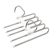 Kit 50 Cabides de Calça Branco Inox Com 5 Espaços Dobrável e Prático