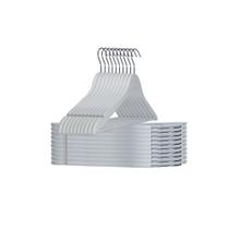 Kit 50 Cabides de Madeira c/ Barra Branco Adulto