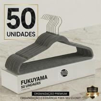 KIT 50 CABIDES DE VELUDO CINZA PREMIUM FUKUYAMA ANTIDESLIZANTE Com Gancho Giratório 360 KIT 50 CABIDES DE VELUDO CINZA PREMIUM FUKUYAMA ANTIDESLIZANTE Com Gancho Giratório 360