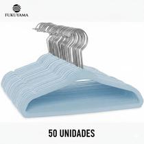 KIT 50 CABIDES DE VELUDO INFANTIL AZUL ANTIDESLIZANTE PREMIUM FUKUYAMA Com Gancho Giratório 360