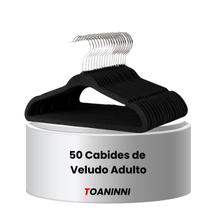 Kit 50 Cabides De Veludo Preto Slim Antideslizante Para Roupa - Mazzilli