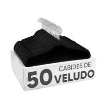 Kit 50 Cabides De Veludo Slim Ultra Finos Antideslizante Preto