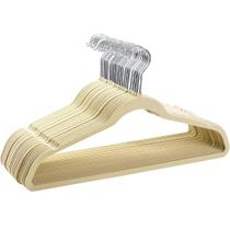 Kit 50 Cabides de Veludo Ultra Fino Antideslizante Bege Kit 50 Cabides de Veludo Ultra Fino Antideslizante Bege