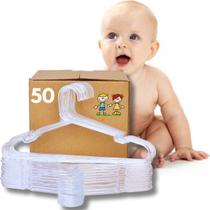 Kit 50 Cabides Infantil Acrilico Plastico Transparente Reforçado Bebe Juvenil