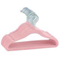 Kit 50 Cabides Veludo Infantil Rosa Slim Antiderrapante para Roupas Bebê Kit 50 Cabides Veludo Infantil Rosa Slim Antiderrapante para Roupas Bebê