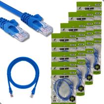 Kit 50 Cabos De Rede RJ45 Cat5e 1 Metro Azul Crimpado Lan Ethernet