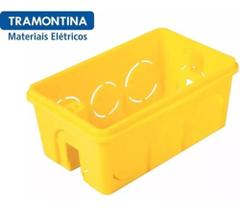 Kit 50 Caixa de Luz Embutir 4x2 Pvc Tramontina Retangular Amarela 57500/041