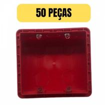 Kit 50 caixa de luz embutir 4x4 pvc alvenaria vermelha pial 689015