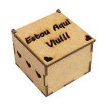 Kit 50 Caixa Quadrada Biju ou Lembrancinha Estou Aqui Viu!! 6x6x5 Laser Mdf Madeira