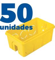 Kit 50 Caixinhas de Luz Embutir 4x2 P/ Tomada ou Interruptor Pvc Amarela - Tramontina 266