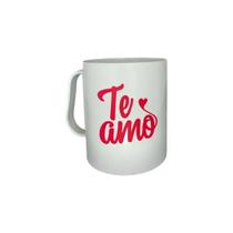 Kit 50 Canecas Te Amo Plástico Branco 450ml Kit 50 Canecas Te Amo Plástico Branco 450ml