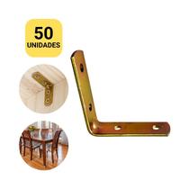 Kit 50 Cantoneira L para Móveis 50x50mm Reforço Cadeira Mesa Gaveta Fixa Estruturas