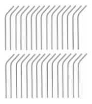 Kit 50 Canudo De Aço Inox Curvo Reutilizável 21,5cm E 6mm