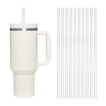 Kit 50 Canudos Plástico Rígido Reutilizável 30cm Extra Longo