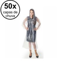 Kit 50 Capas de Chuva Descartável Transparente Unissex