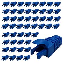 Kit 50 Capas Para Plug Conector Rj45 Trava Interna Azul