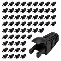 Kit 50 Capas Para Plug Conector Rj45 Trava Interna Preta