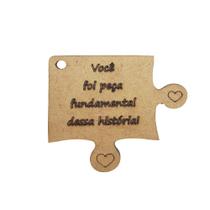Kit 50 Chaveiro Peça Quebra Cabeça com Frase Mdf Madeira