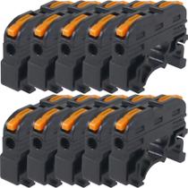Kit 50 Conector Emenda Preto Tipo Alavanca 1 Polo Inline Para Trilho Din 32a