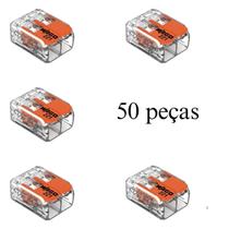 Kit 50 Conectores de Emenda Com Alavanca 221-412 2 Condutores 0,2mm² à 4,0mm² Wago