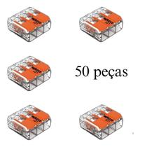 Kit 50 Conectores de Emenda Com Alavanca 221-413 3 Condutores 0,2mm² à 4,0mm² Wago
