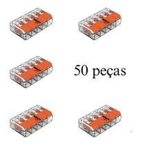 Kit 50 Conectores de Emenda Com Alavanca 221-415 5 Condutores 0,2mm² à 4,0mm² Wago