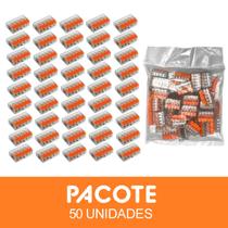 Kit 50 Conectores de Emenda Rápida 5 Vias Transparente para Fios Elétricos