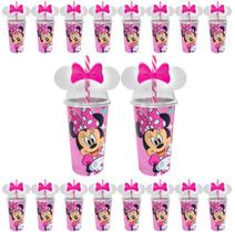 Kit 50 Copo Para Festa Infantil Minnie Rosa com Orelhas Lembrança e Decoração