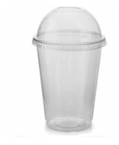 Kit 50 Copos 330ml Tampas Bolha com Furo Descartáveis